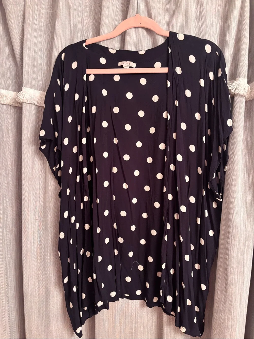 Navy Polka Dot Open Front Kimono